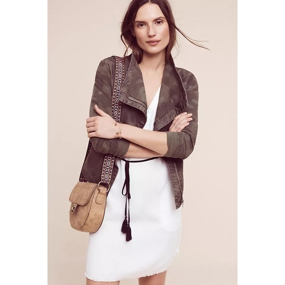 𝅺ANTHROPOLOGIE Marrakech Faravel Moto Camo Asymmetrical Zip Jacket - Picture 1 of 10